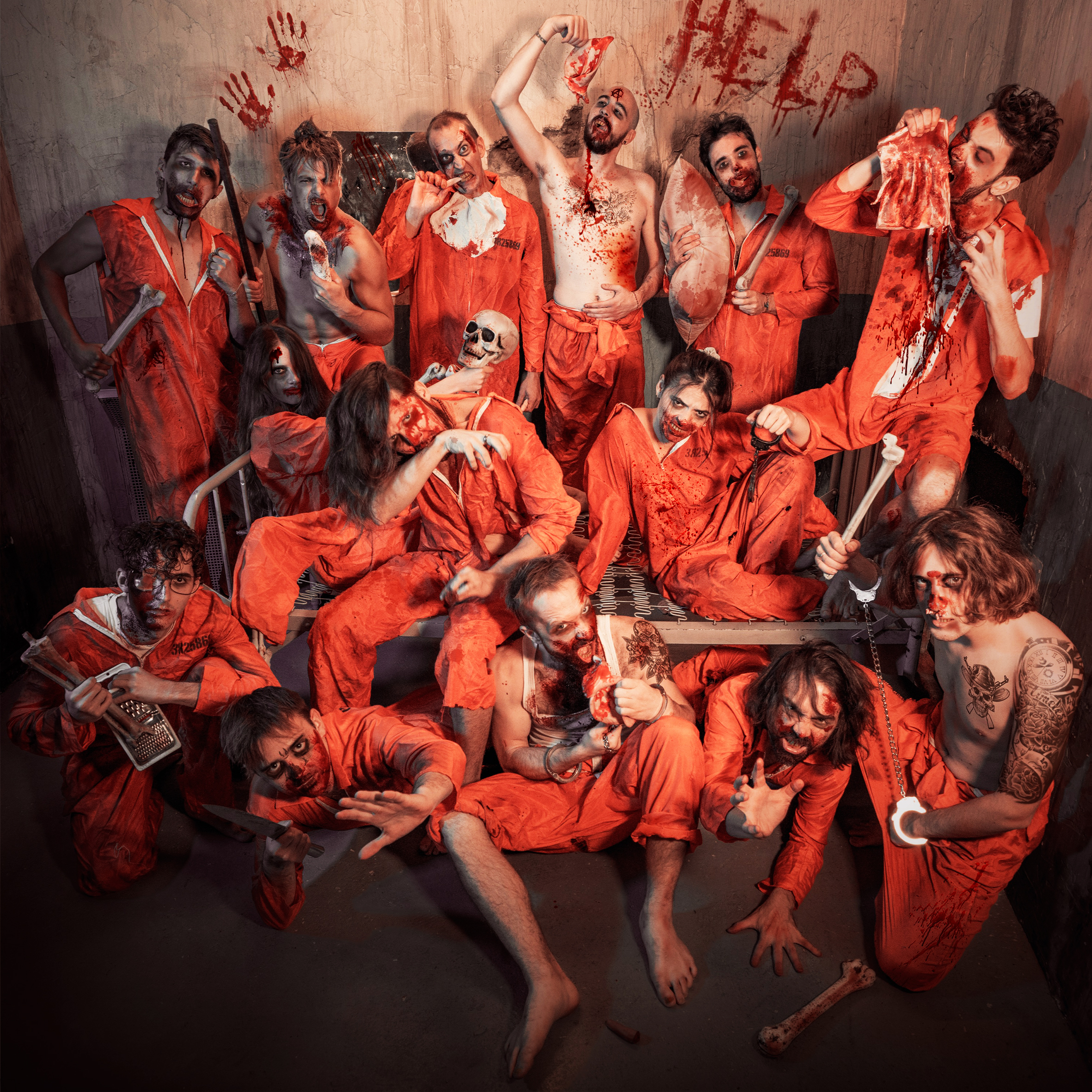 Equipe Mission Evasion pour Halloween 2022 dans l'univers de la prison en prisonniers cannibales