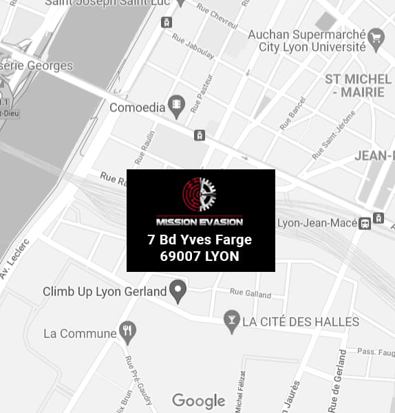 Carte géographique Lyon, ou trouver Mission Évasion, Escape Game à Lyon